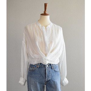 VINCE Drapey Striped Pullover Top white Large